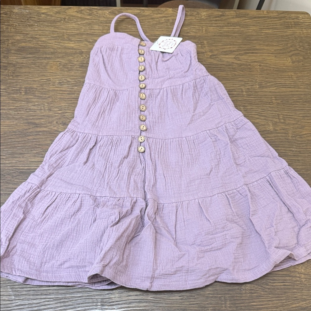 Cheeky Plum Lilac Button-Front Tiered Dress